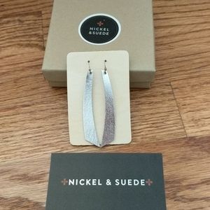 Nickel and Suede silver leather accent earrings